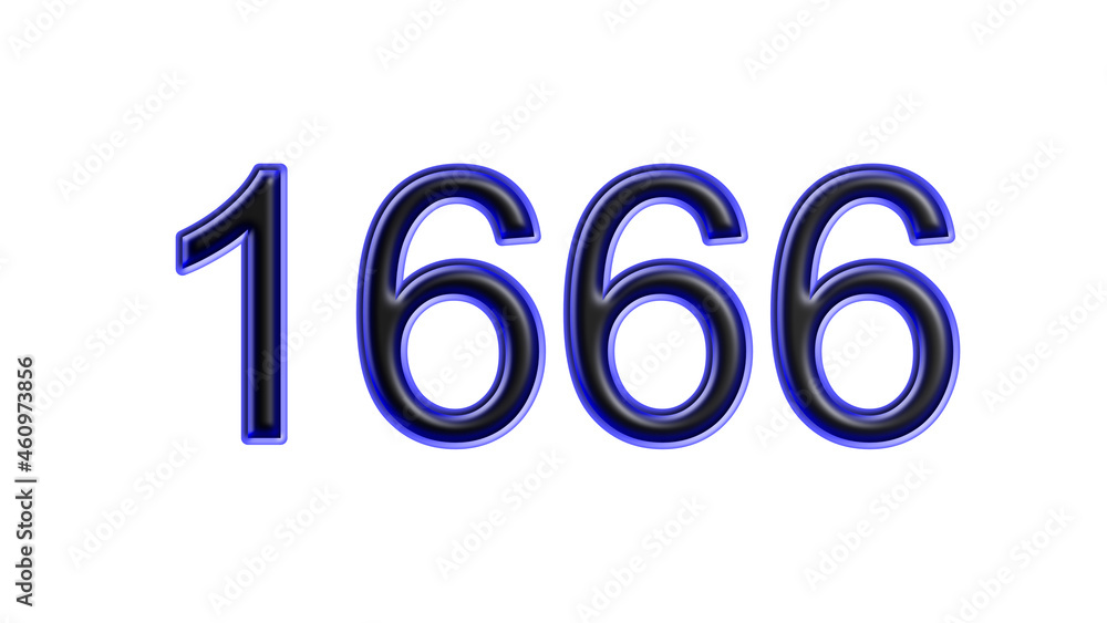 blue 1666 number 3d effect white background blue 1666 number 3d effect white background