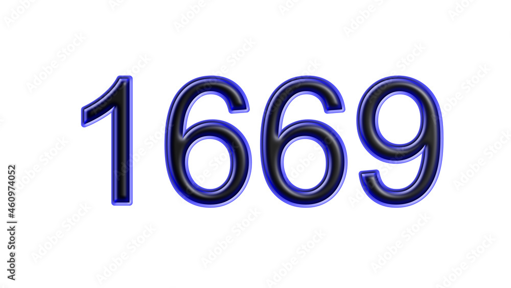 blue 1669 number 3d effect white background blue 1669 number 3d effect white background