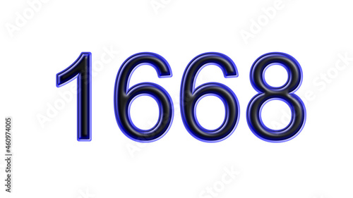 blue 1668 number 3d effect white background