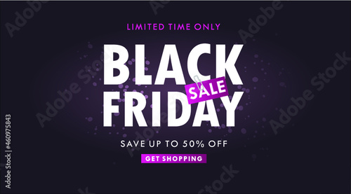 Black friday sale banner. Vector illustration in pink.