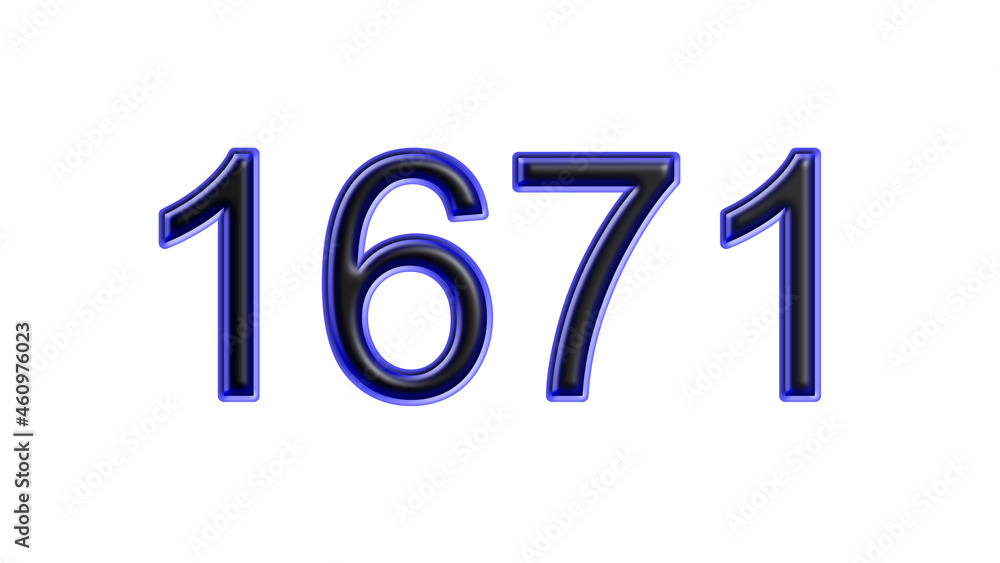 blue 1671 number 3d effect white background blue 1671 number 3d effect white background