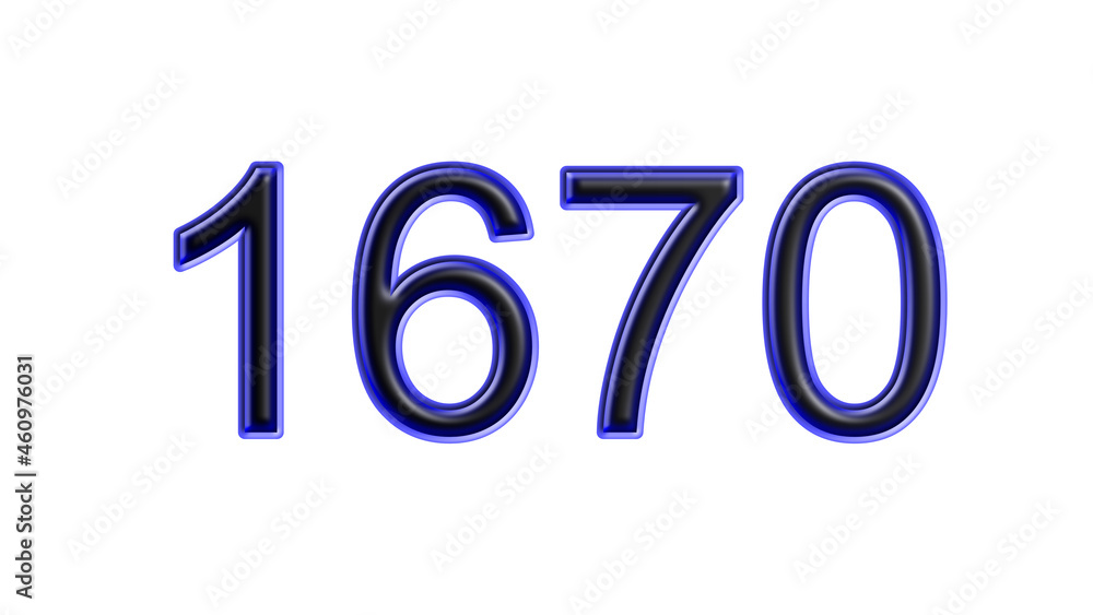 blue 1670 number 3d effect white background blue 1670 number 3d effect white background