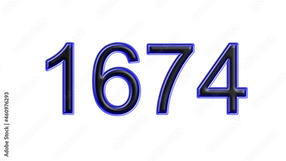 blue 1674 number 3d effect white background blue 1674 number 3d effect white background
