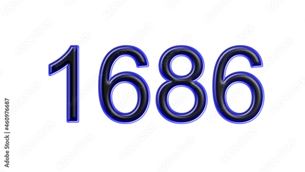 blue 1686 number 3d effect white background blue 1686 number 3d effect white background