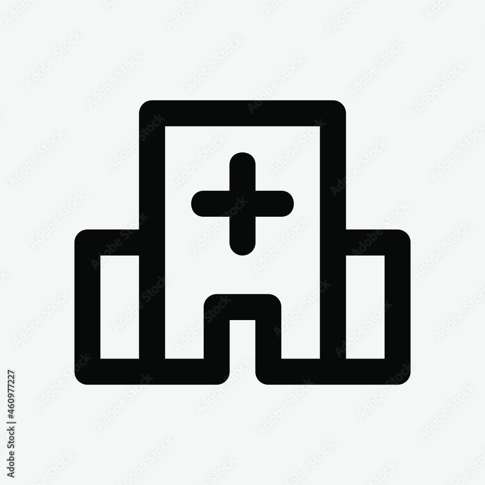 Hospital icon vector illustration in line style about medical, use for website mobile app presentation Hospital icon vector illustration in line style about medical, use for website mobile app presentation