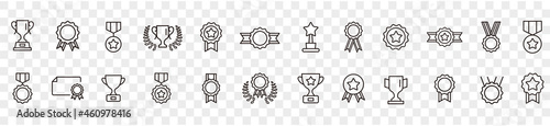 Awards, Trophy cup, Medal, and Winner prize line icons set Collection vector