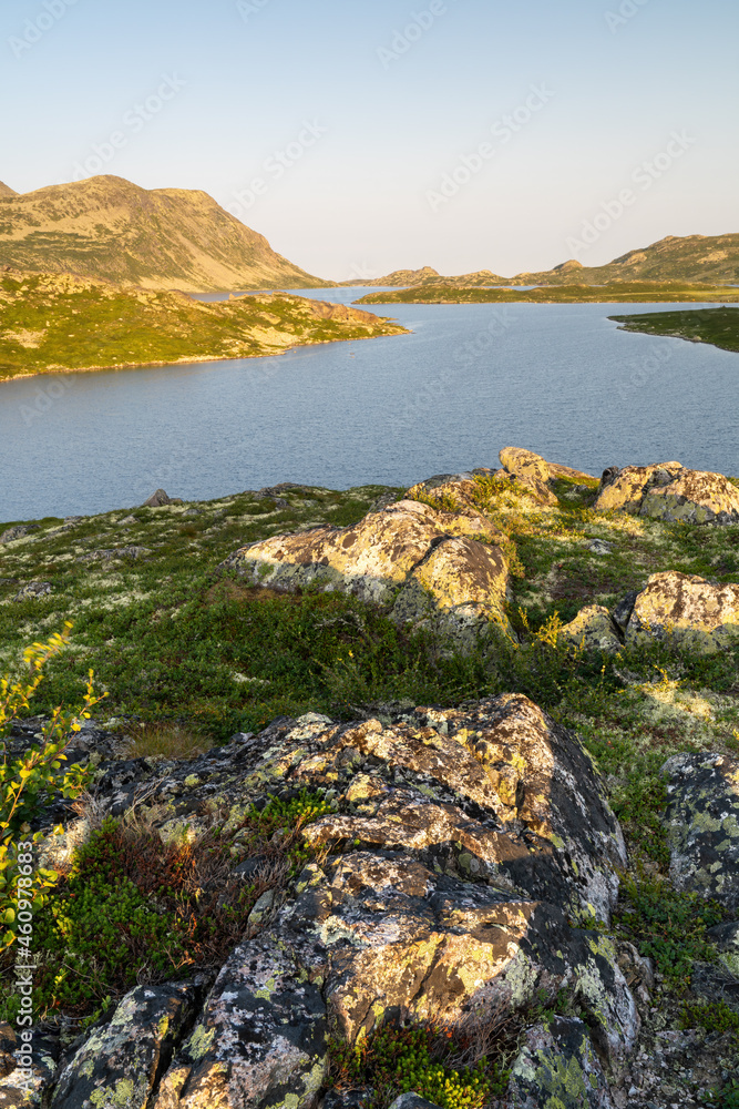 Scandinavian mountains in the area of Gaustatoppen on Lake Heddevatn