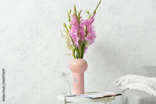 Vase with beautiful gladiol...