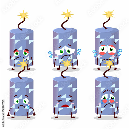 Light blue firecracker cartoon character with sad expression