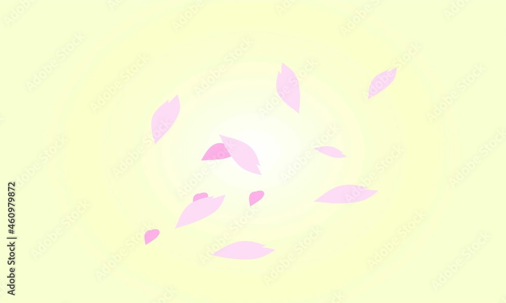 黄色の背景の中に舞うサクラの花びら 黄色の背景の中に舞うサクラの花びら
