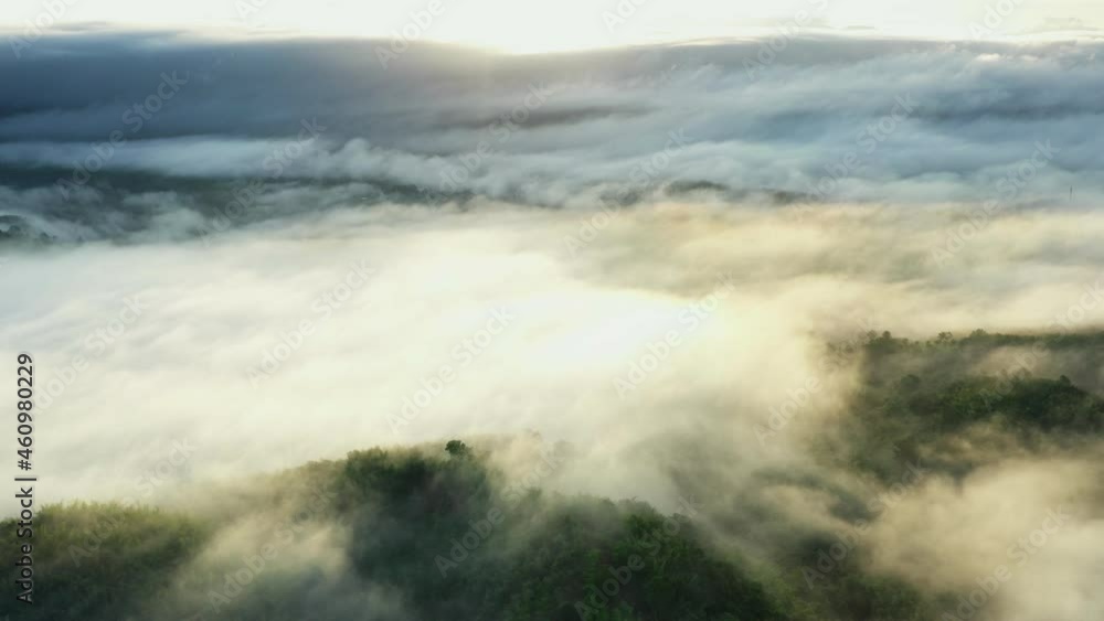 aerial view of beautiful white clouds that covered the mountains Natural scenery of Nan Province northern thailand aerial view of beautiful white clouds that covered the mountains Natural scenery of Nan Province northern thailand