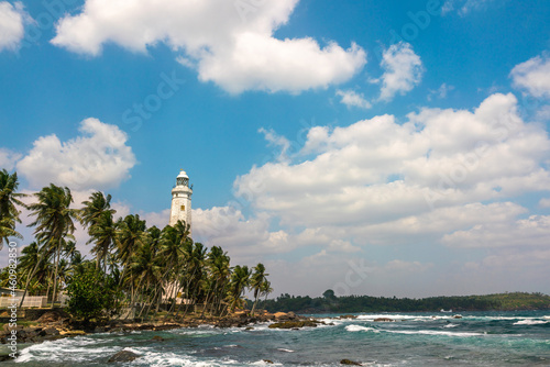 Panoramic view at White lighthouse Dondra. Southernmost point in Sri Lanka. photo