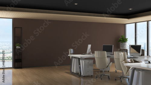 blank wall in the office room for company logo mockup