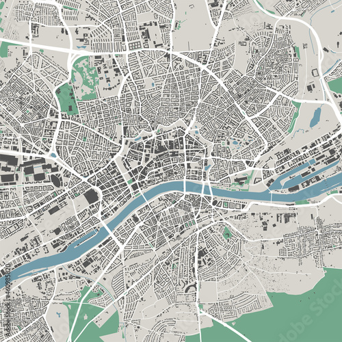 Urban city map of Frankfurt am Main. Vector poster. Black grayscale street map.