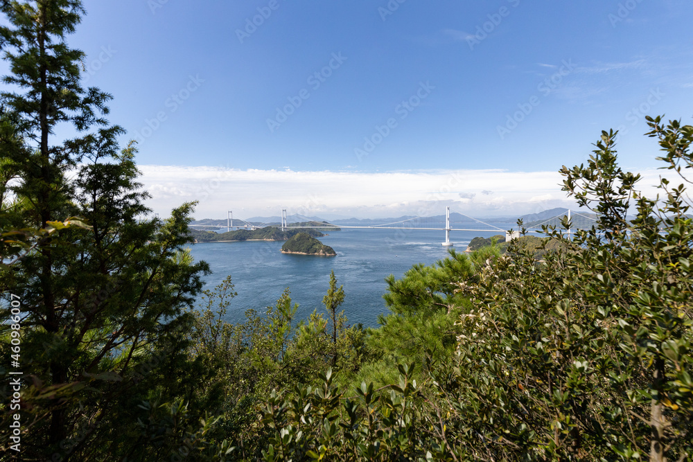大島館山から見た来島海峡大橋（しまなみ海道）