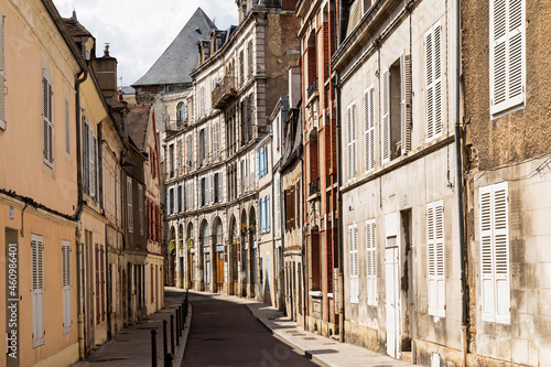 France, Yonne Department, Auxerre, Houses along old town alley photo