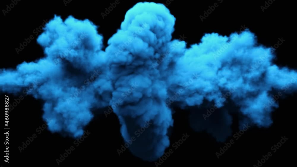Blue Ink smoke cloud collision in center of frame. Blue Ink smoke cloud collision in center of frame.
