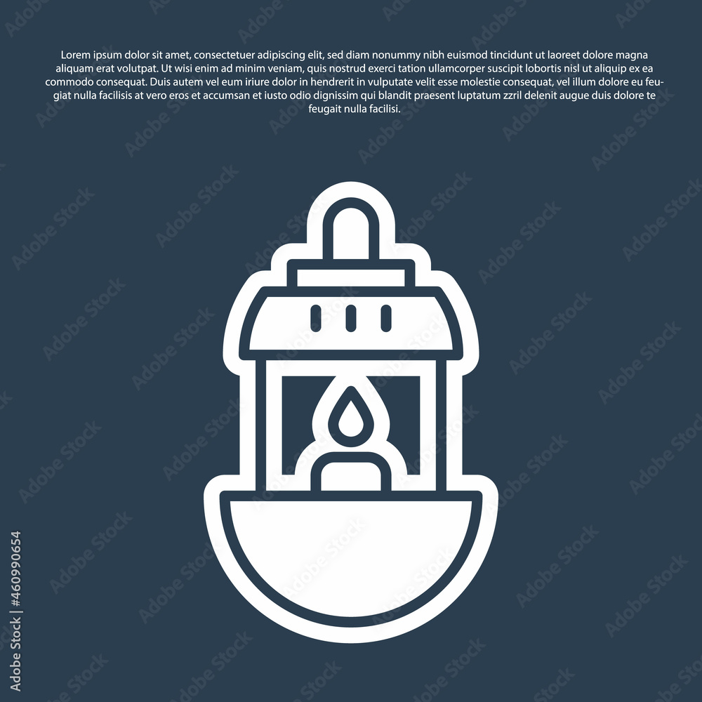 Blue line Ramadan Kareem lantern icon isolated on blue background. Vector Illustration Blue line Ramadan Kareem lantern icon isolated on blue background. Vector Illustration