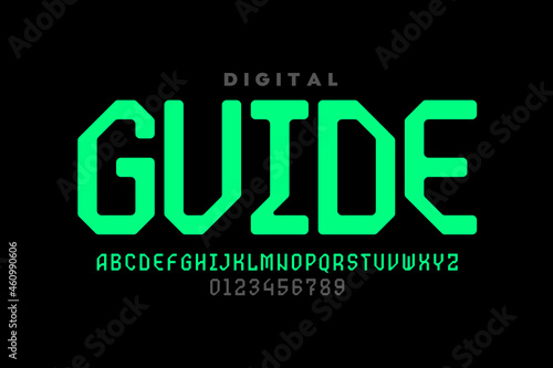 Digital style font design, alphabet letters and numbers vector illustration