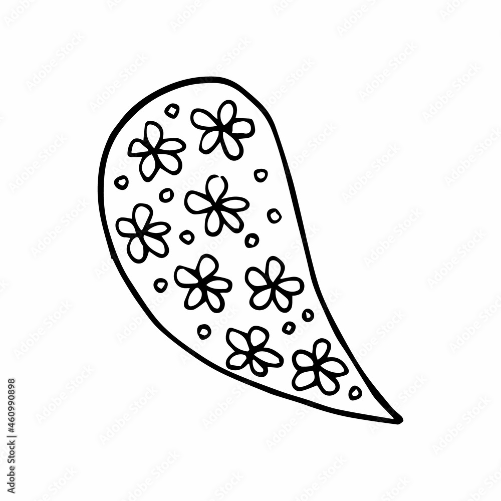 Paisley single doodle element, simple hand drawing, black and white vector image Paisley single doodle element, simple hand drawing, black and white vector image