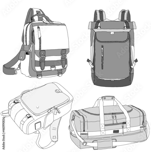 Bags pack vetor BW