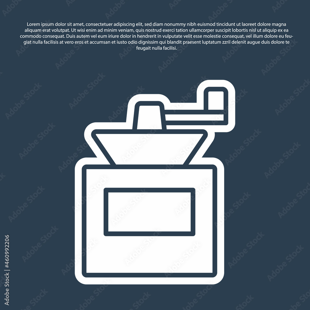 Blue line Manual coffee grinder icon isolated on blue background. Vector Blue line Manual coffee grinder icon isolated on blue background. Vector
