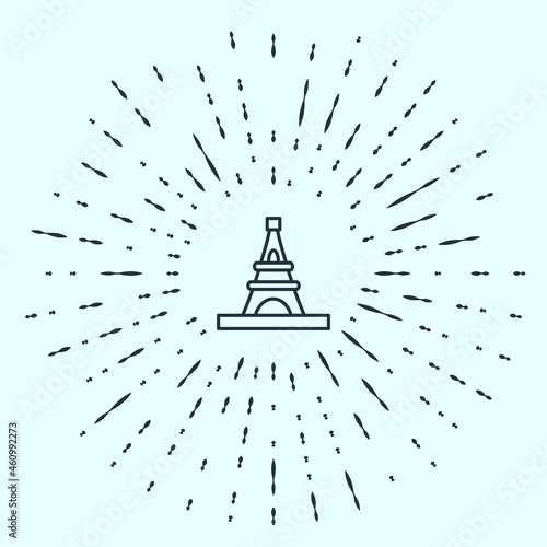 Black line Eiffel tower icon isolated on grey background. France Paris landmark symbol. Abstract circle random dots. Vector