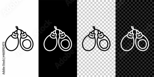 Set line Musical instrument castanets icon isolated on black and white background. Vector