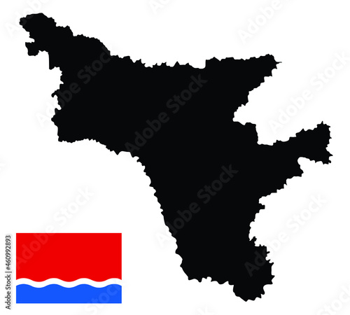 Amur Oblast map and flag vector silhouette illustration. Amurskaya oblast, Russian federation territory. Russia state. Far Eastern Federal District region. photo