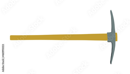 Pickax  vector illustration, construction workers tool. Garden object for digging earth. Mattock digger tool to mining ground. Gad manual industry equipment.