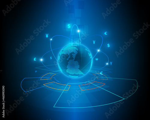 Global business network and investment icons foreign exchange illustration