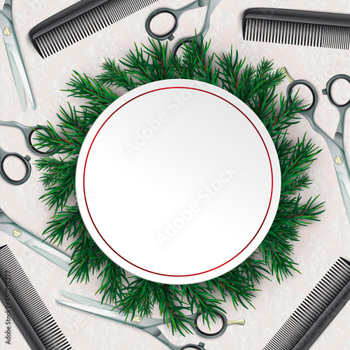Christmas Circle Scissors Combs Ornaments