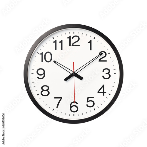 Modern wall clock isolated on white background with clipping path.