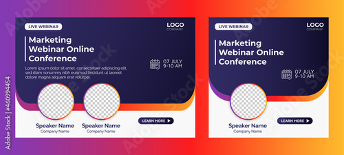 Marketing Strategies live webinar banner invitation and social media post template. Business webinar invitation design