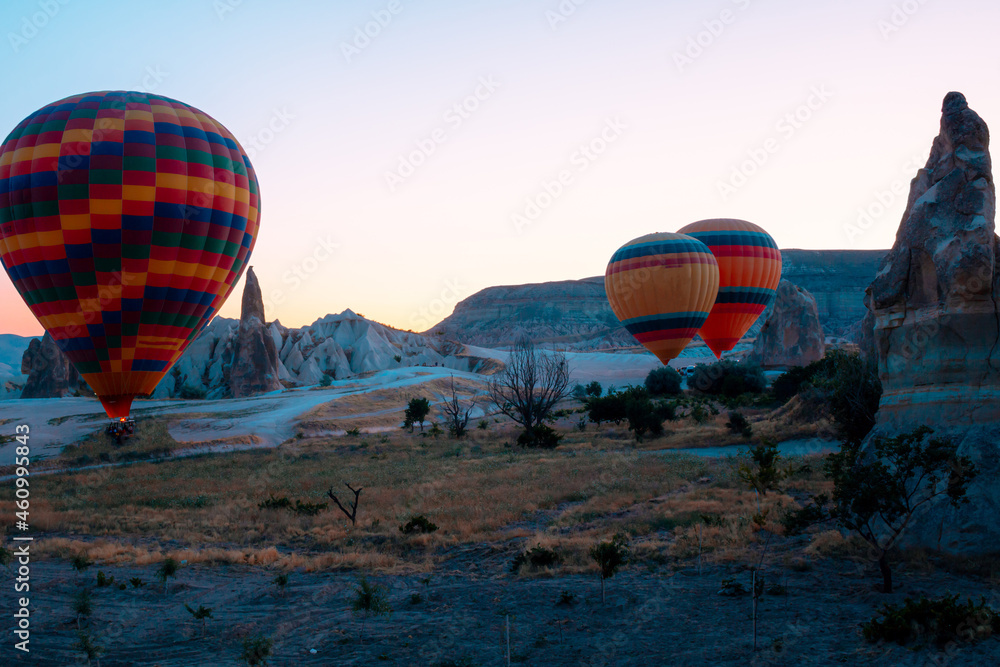 Hot Air Balloons are ready to fly in Cappadocia Turkey