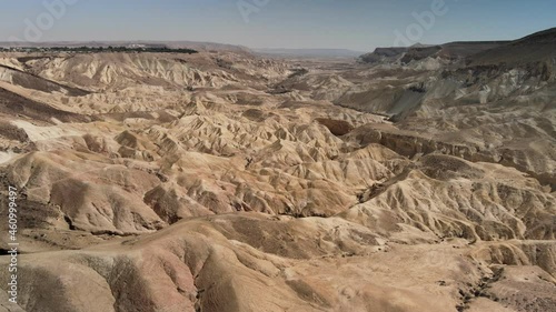 Desert Rocky Mountains Aerial Wadi Nekarot drone shot, Negev desert, Israel. High quality 4k footage
