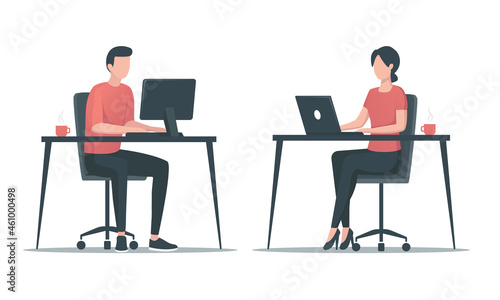 Office employee concept. Colored flat vector illustration. Isolated on white background. 