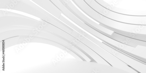 Abstract white background with circle lines, architectural wallpaper. 3d rendering.
