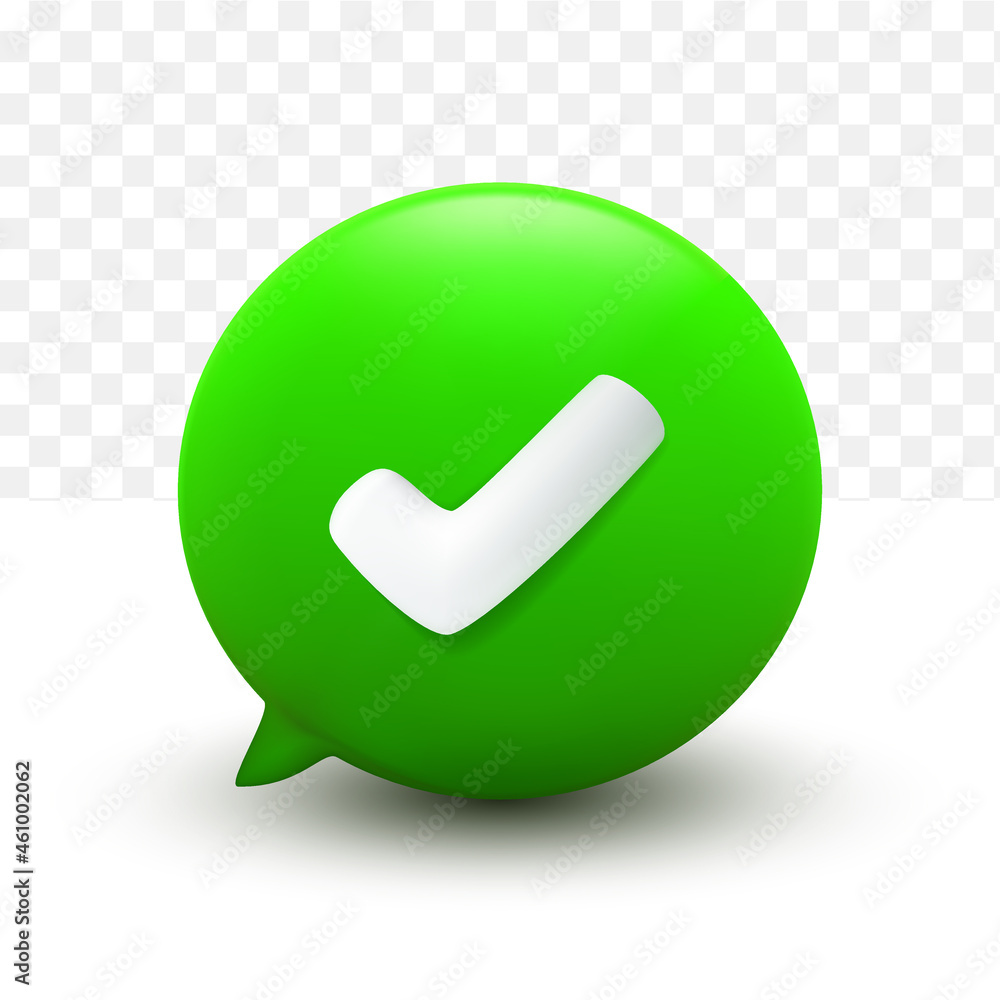 correct simbol 3D Minimal green chat bubbles on transparent background correct simbol 3D Minimal green chat bubbles on transparent background