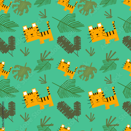 Vector seamless pattern with tiger