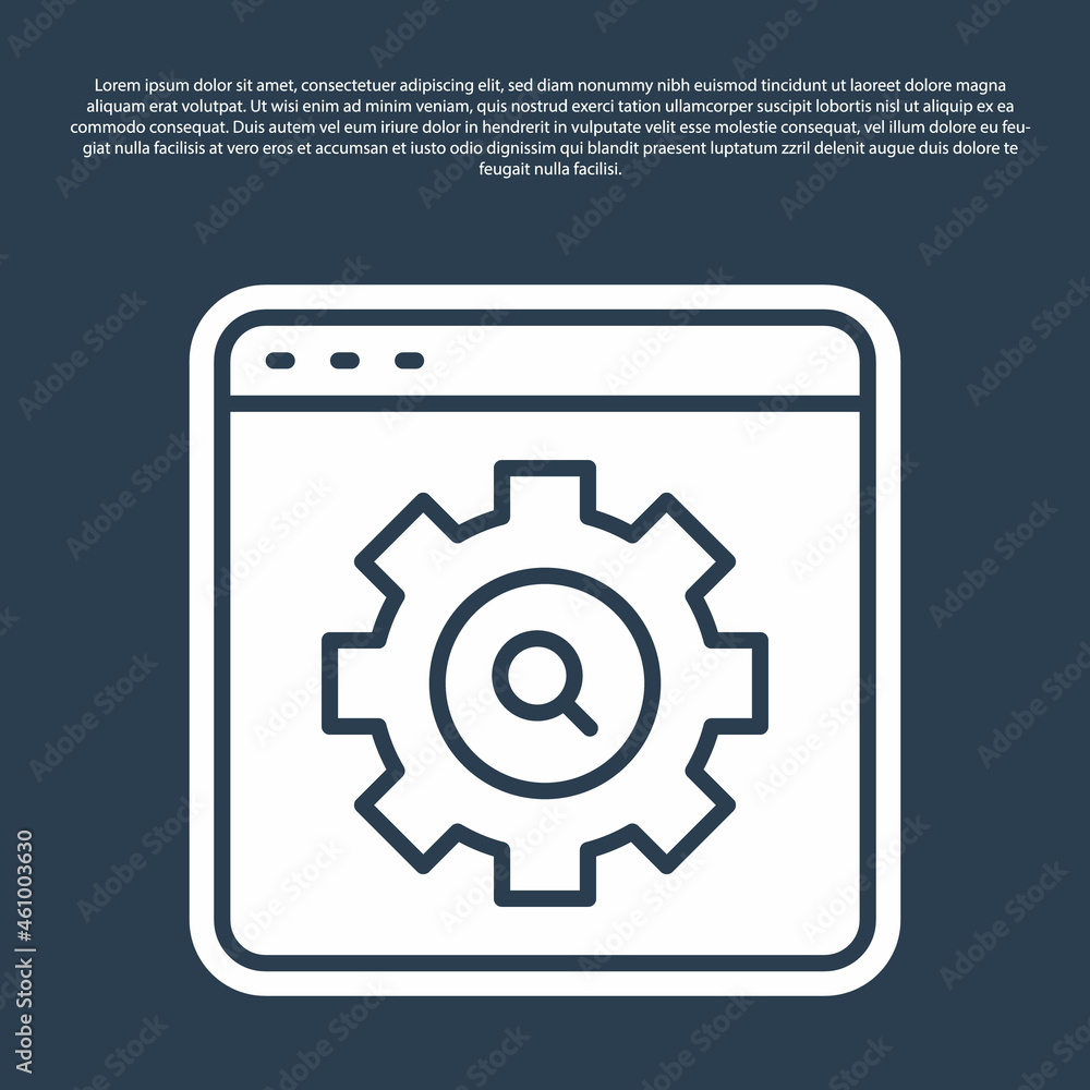Blue line Browser setting icon isolated on blue background. Adjusting, service, maintenance, repair, fixing. Vector Blue line Browser setting icon isolated on blue background. Adjusting, service, maintenance, repair, fixing. Vector