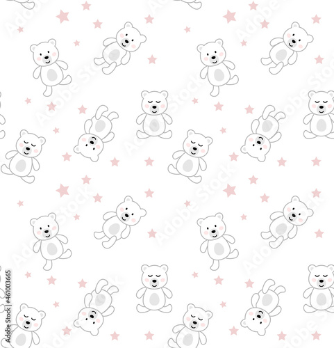 Seamless Pattern with Cute Bear.