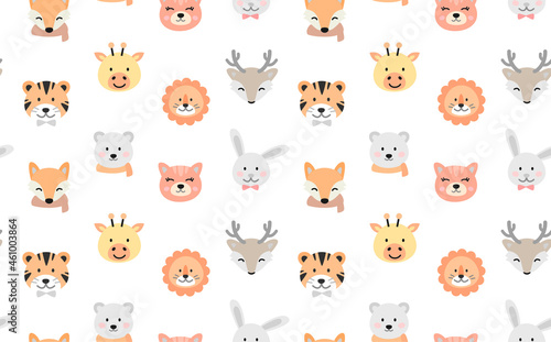 Fototapeta Naklejka Na Ścianę i Meble -  Cartoon cute animals for baby seamless pattern.