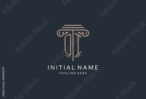 QI monogram logo with pillar shape icon, luxury and elegant design logo for law firm initial style logo