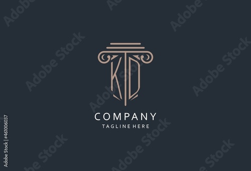 KD monogram logo with pillar shape icon, luxury and elegant design logo for law firm initial style logo photo