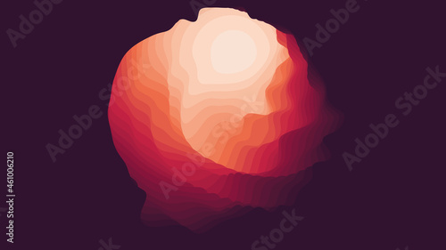 Red to pink paper layers. 3D abstract gradient papercut. Colorful origami shape concept