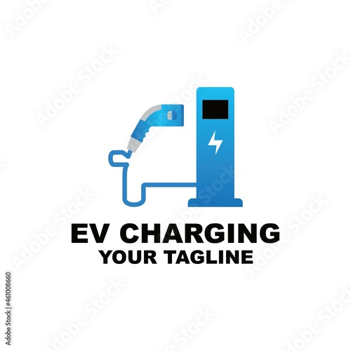 Blue Eco Electric Fuel Pump Vector Icon