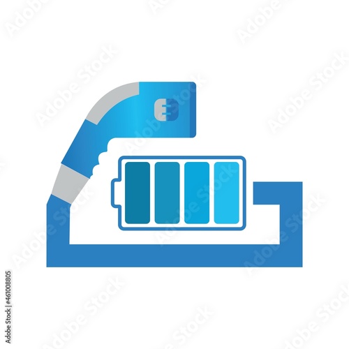 Blue Eco Electric Fuel Pump Vector Icon