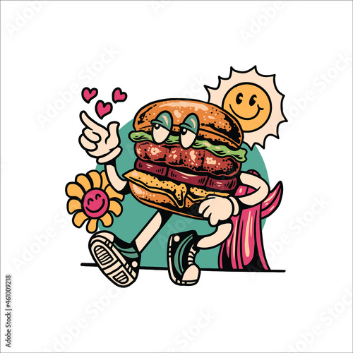chill burger cartoon vector design