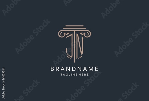 JN monogram logo with pillar shape icon, luxury and elegant design logo for law firm initial style logo